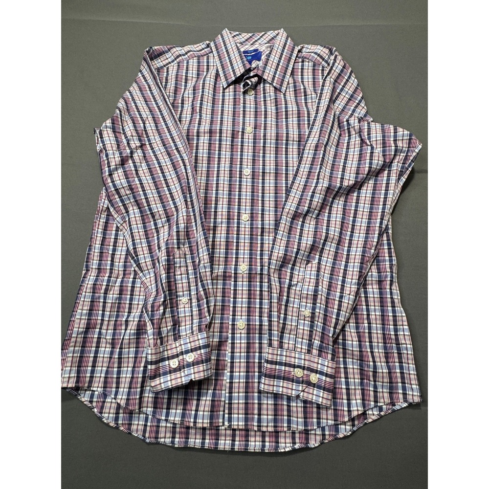 EGARA Mens Non Iron Slim Fit Plaid Striped‎ Button Down Dress Shirt Size Large